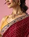 Mohey Women Maroon Art Silk Saree with Stone Work