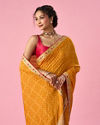 Mohey Women Mustard Yellow Art Silk Saree with Thread Work