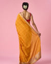 Mohey Women Mustard Yellow Art Silk Saree with Thread Work