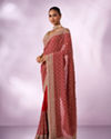 Mohey Women Red Georgette Saree with Stone Work