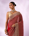 Mohey Women Red Georgette Saree with Stone Work