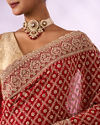 Mohey Women Red Georgette Saree with Stone Work