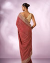 Mohey Women Red Georgette Saree with Stone Work