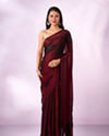 Mohey Women Maroon Organza Printed Saree with Stone Work
