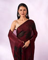 Mohey Women Maroon Organza Printed Saree with Stone Work