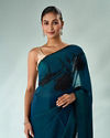 Mohey Women Blue Organza Saree with Print and Stone Work