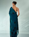 Mohey Women Blue Organza Saree with Print and Stone Work