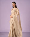 Mohey Women Fawn Organza Saree with Stone Work