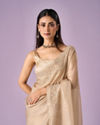 Mohey Women Fawn Organza Saree with Stone Work