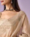 Mohey Women Fawn Organza Saree with Stone Work