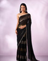 Mohey Women Black Organza Saree with Stone Work