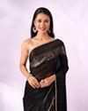 Mohey Women Black Organza Saree with Stone Work