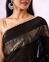 Mohey Women Black Organza Saree with Stone Work