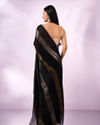Mohey Women Black Organza Saree with Stone Work