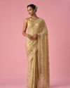 Mohey Women Beige Organza Saree with Stone Work