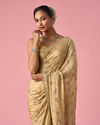 Mohey Women Beige Organza Saree with Stone Work