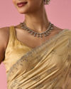 Mohey Women Beige Organza Saree with Stone Work