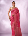 Mohey Women Pink Silk Banarasi Saree with Stone Work
