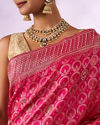Mohey Women Pink Silk Banarasi Saree with Stone Work