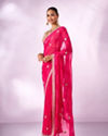 Mohey Women Pink Chiffon Saree with Stone Work
