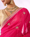 Mohey Women Pink Chiffon Saree with Stone Work