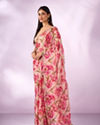 Mohey Women Pink Organza Saree with Floral Print