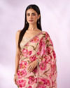 Mohey Women Pink Organza Saree with Floral Print