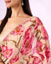 Mohey Women Pink Organza Saree with Floral Print