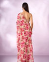 Mohey Women Pink Organza Saree with Floral Print