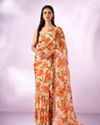 Mohey Women Orange Organza Saree with Cutdana Work