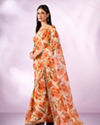 Mohey Women Orange Organza Saree with Cutdana Work