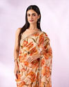 Mohey Women Orange Organza Saree with Cutdana Work