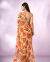 Mohey Women Orange Organza Saree with Cutdana Work