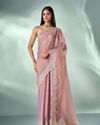 Mohey Women Purple Organza Saree with Zari Weave