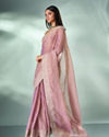Mohey Women Purple Organza Saree with Zari Weave
