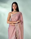 Mohey Women Purple Organza Saree with Zari Weave