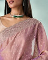 Mohey Women Purple Organza Saree with Zari Weave