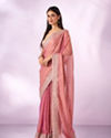 Mohey Women Pink Organza Saree with Zari Weave