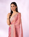 Mohey Women Pink Organza Saree with Zari Weave