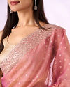 Mohey Women Pink Organza Saree with Zari Weave