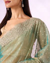 Mohey Women Sea Green Organza Saree with Zari Weave