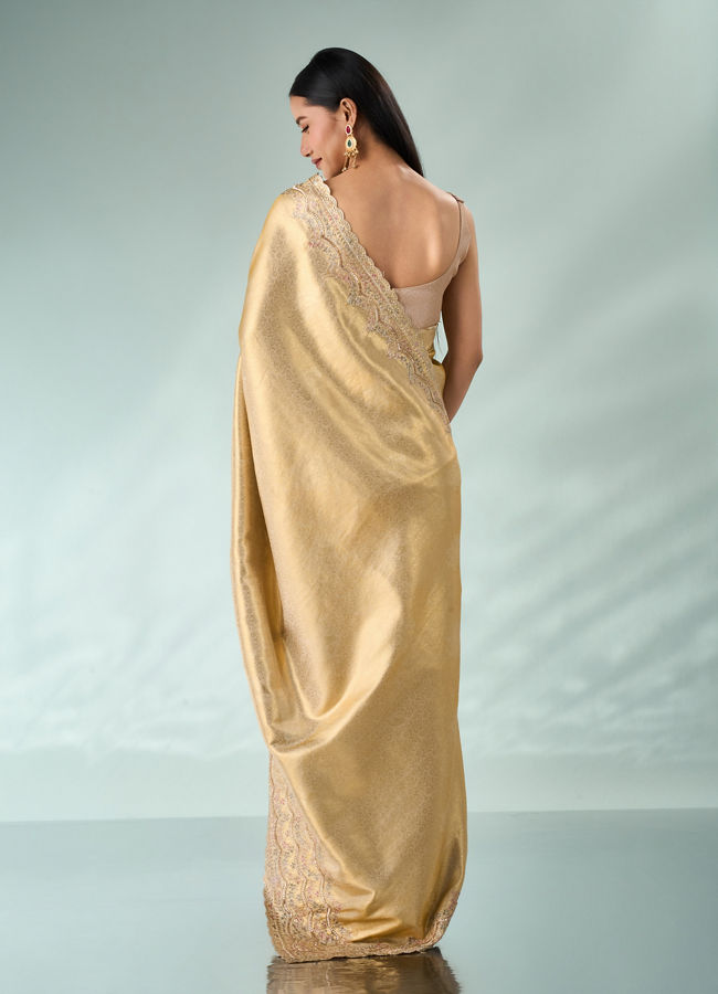 Mohey Women Cream Silk Saree with Cutdana and Sequin Work