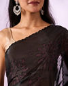 Mohey Women Purple Organza Saree with Print and Stone Work