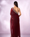 Mohey Women Maroon Organza Saree with Stone Work