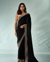 Mohey Women Black Organza Saree with Stone Work