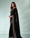 Mohey Women Black Organza Saree with Stone Work