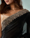 Mohey Women Black Organza Saree with Stone Work