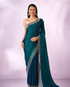 Mohey Women Blue Organza Saree with Stone Work