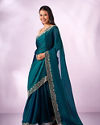 Mohey Women Blue Organza Saree with Stone Work