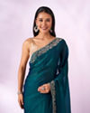 Mohey Women Blue Organza Saree with Stone Work